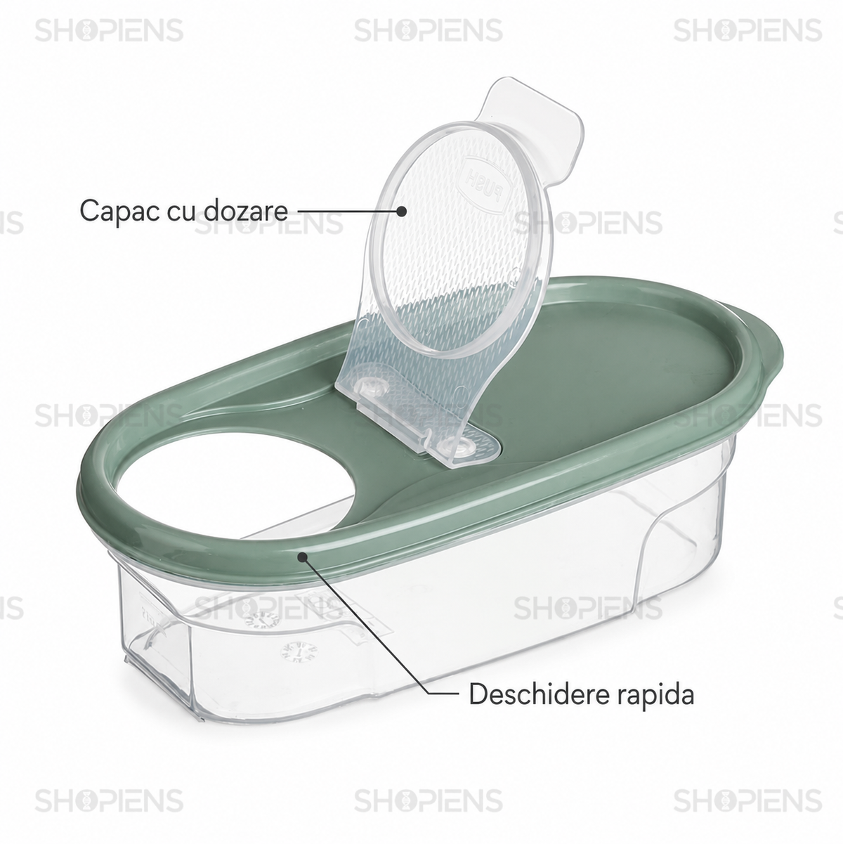 Set 4 recipiente depozitare alimente, pentru camara, 0.6l, plastic