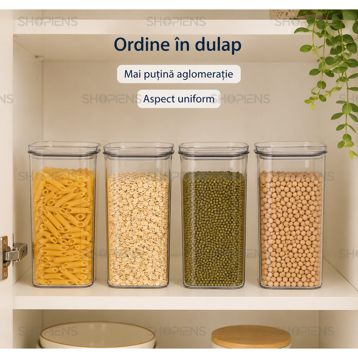 Set 4 recipiente depozitare alimente, pentru camara, 1.5l, plastic