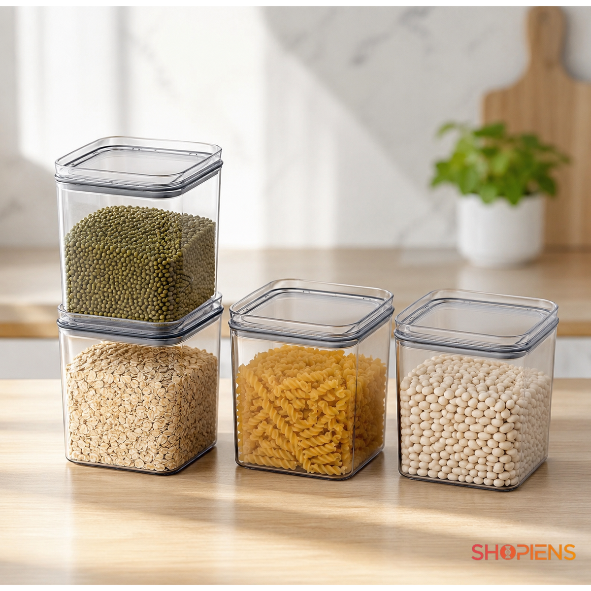 Set 4 recipiente depozitare alimente, pentru camara, 1l, plastic