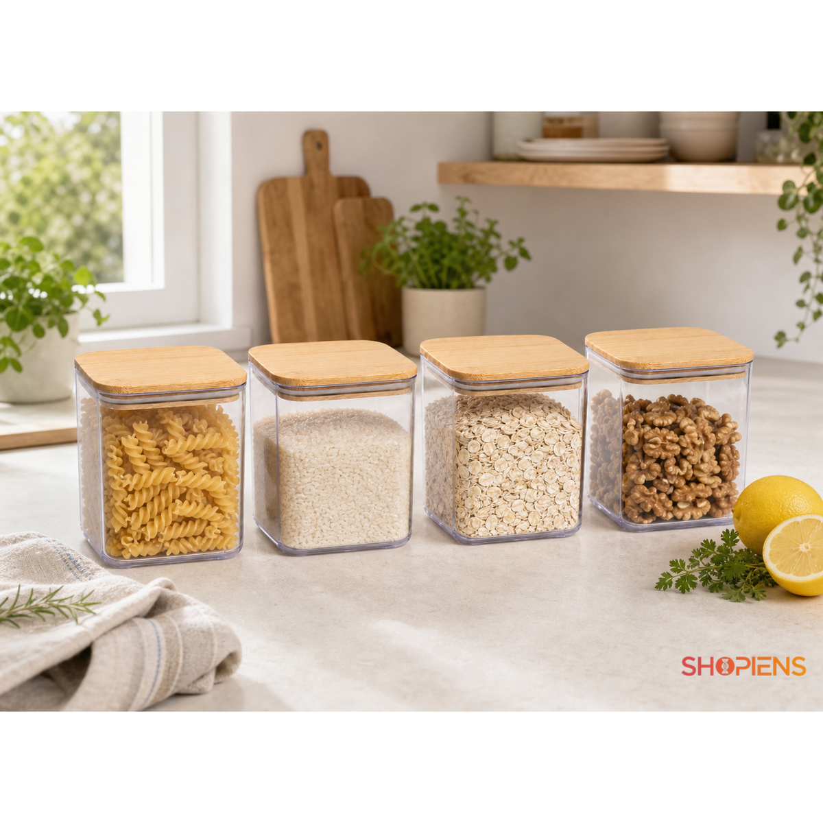 Set 4 recipiente depozitare alimente, pentru camara, 1l, plastic