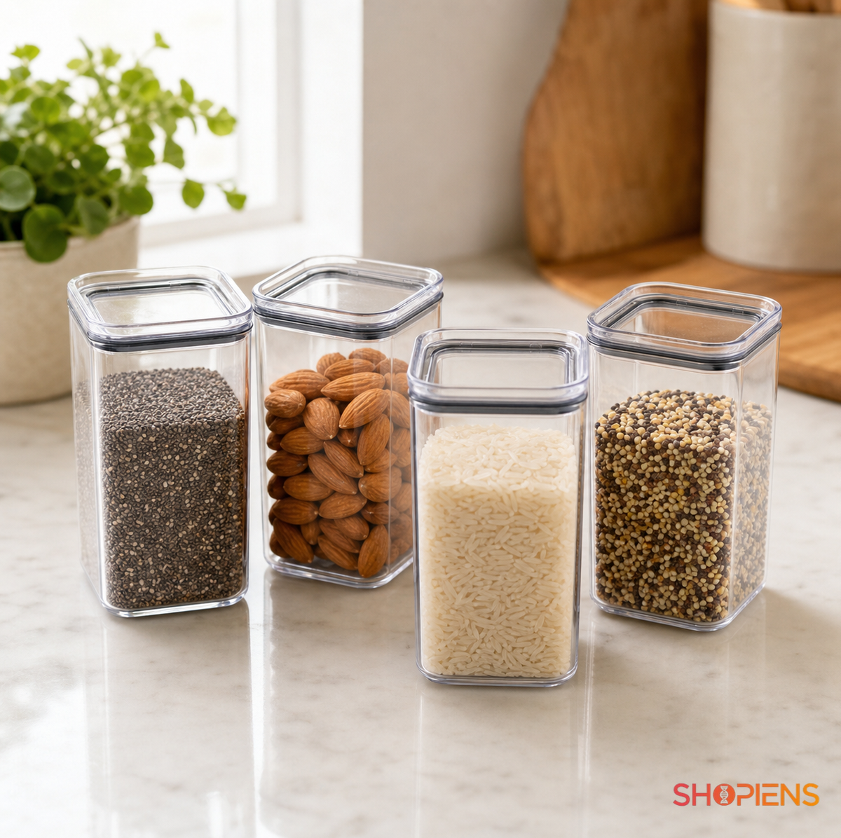 Set 4 recipiente depozitare alimente, pentru camara, 250ml, plastic