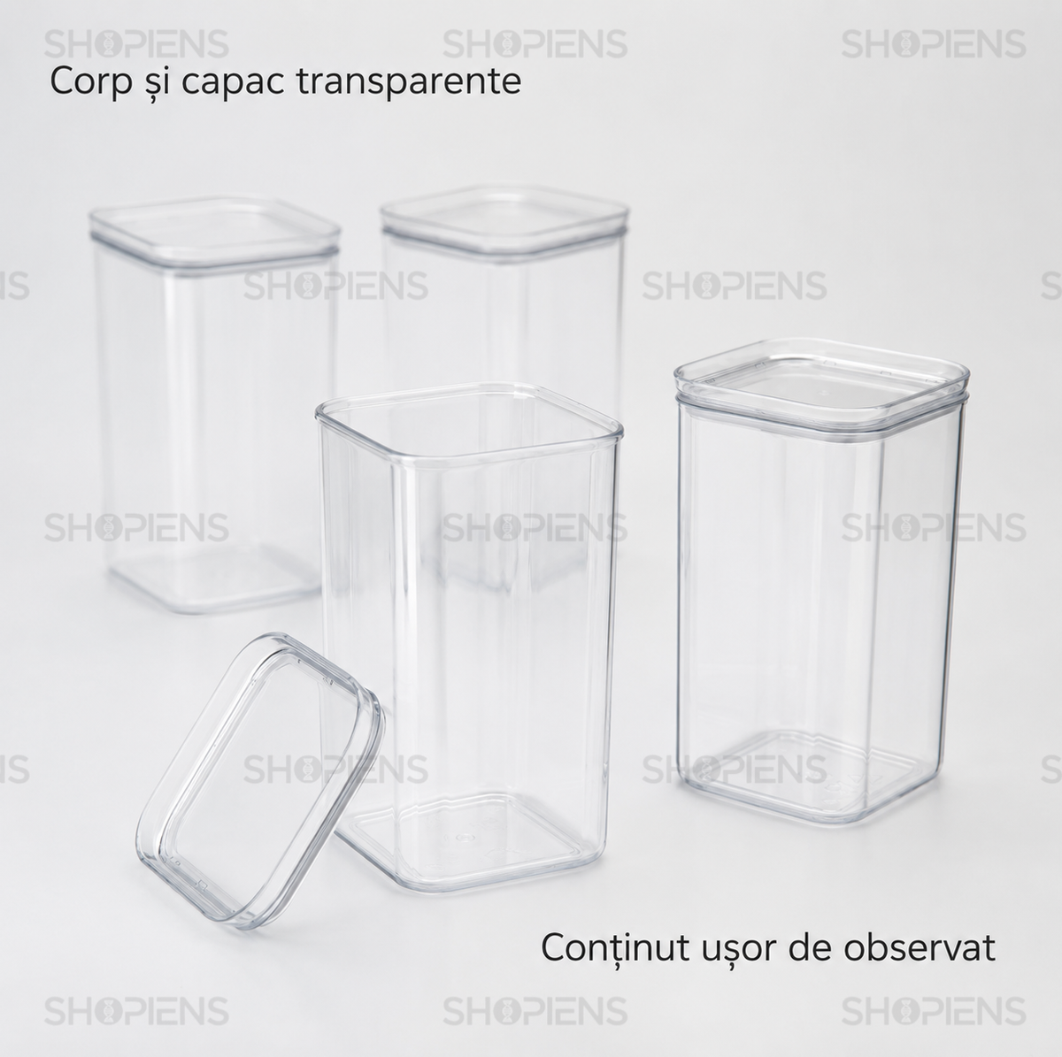 Set 4 recipiente depozitare alimente, pentru camara, 250ml, plastic