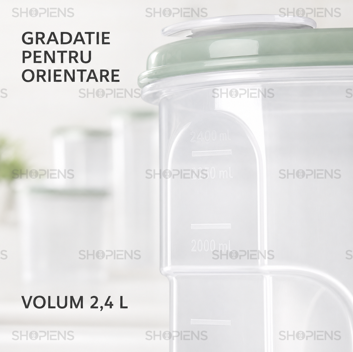 Set 6 recipiente depozitare alimente, inalte pentru alimente uscate, 2.4l, plastic