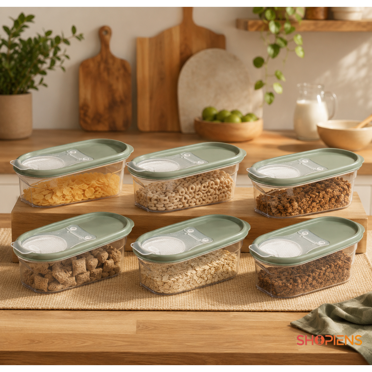Set 6 recipiente depozitare alimente, pentru camara, 0.6l, plastic