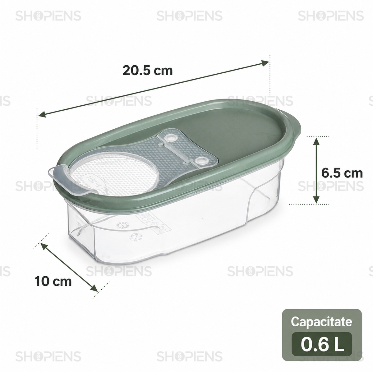 Set 6 recipiente depozitare alimente, pentru camara, 0.6l, plastic