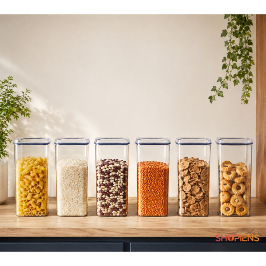 Set 6 recipiente depozitare alimente, pentru camara, 1.5l, plastic