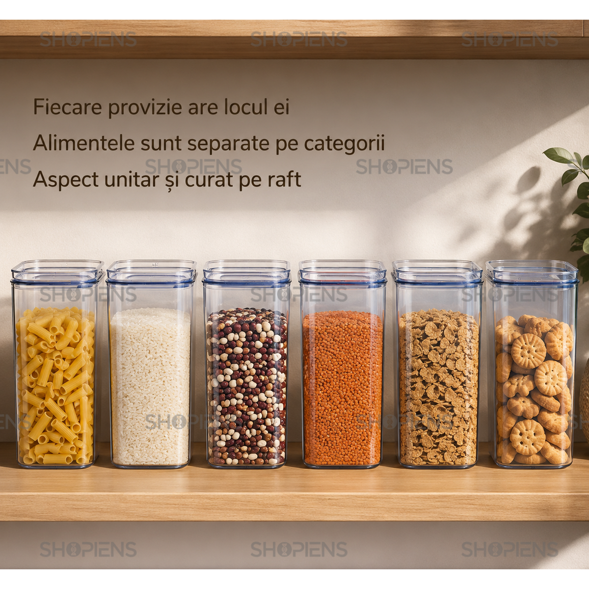 Set 6 recipiente depozitare alimente, pentru camara, 1.5l, plastic