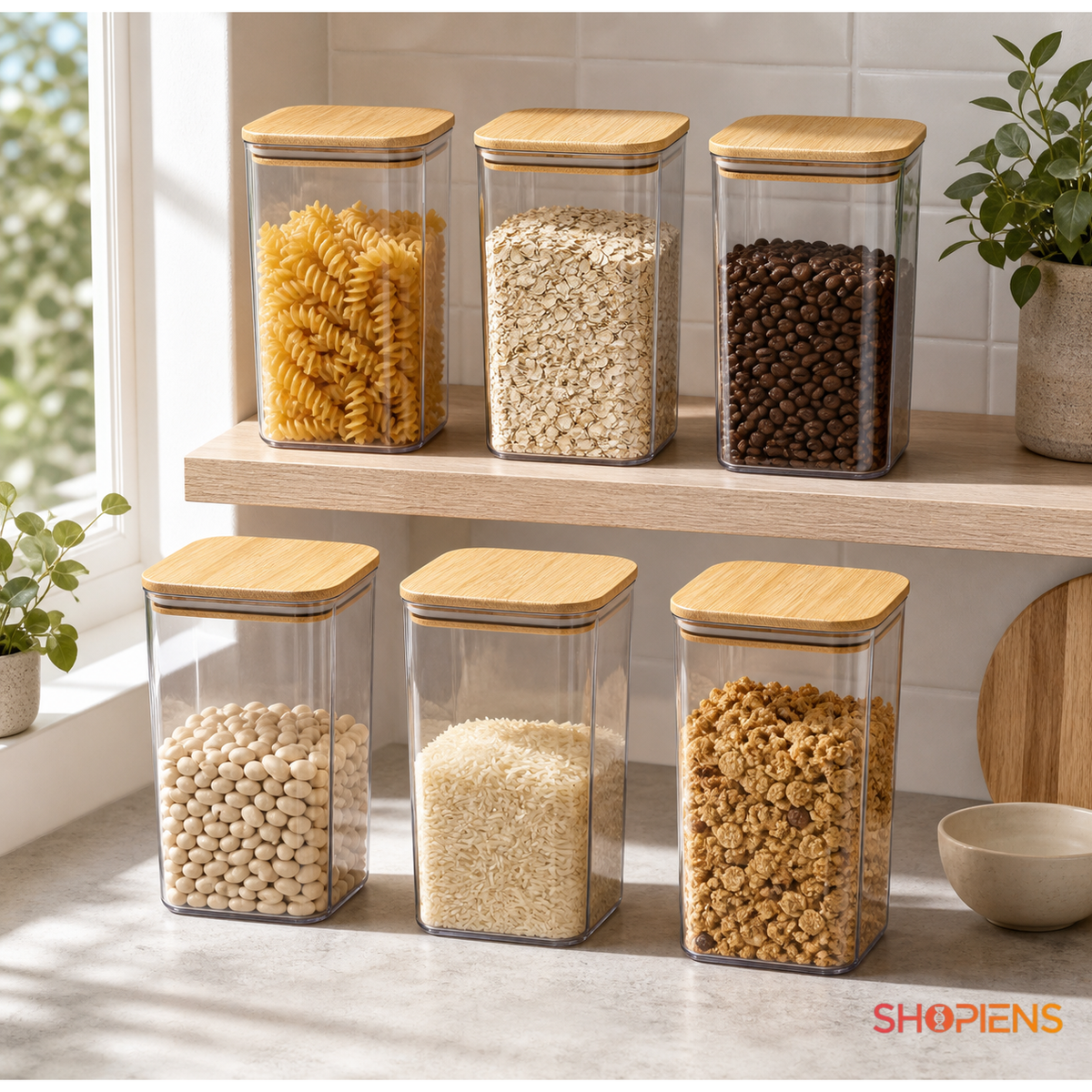 Set 6 recipiente depozitare alimente, pentru camara, 1.5l, plastic
