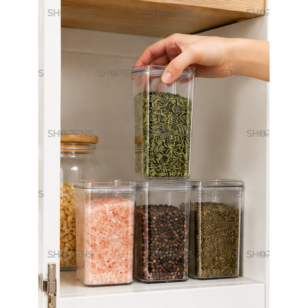 Set 6 recipiente depozitare alimente, pentru camara, 250ml, plastic