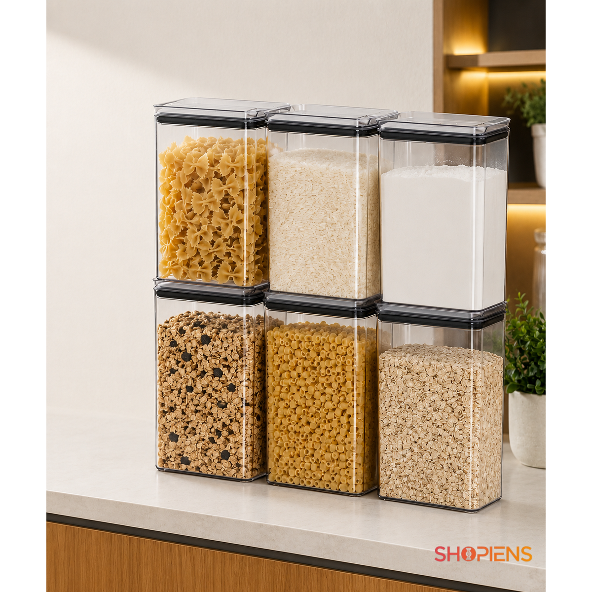 Set 6 recipiente depozitare alimente, pentru camara, 4l, plastic