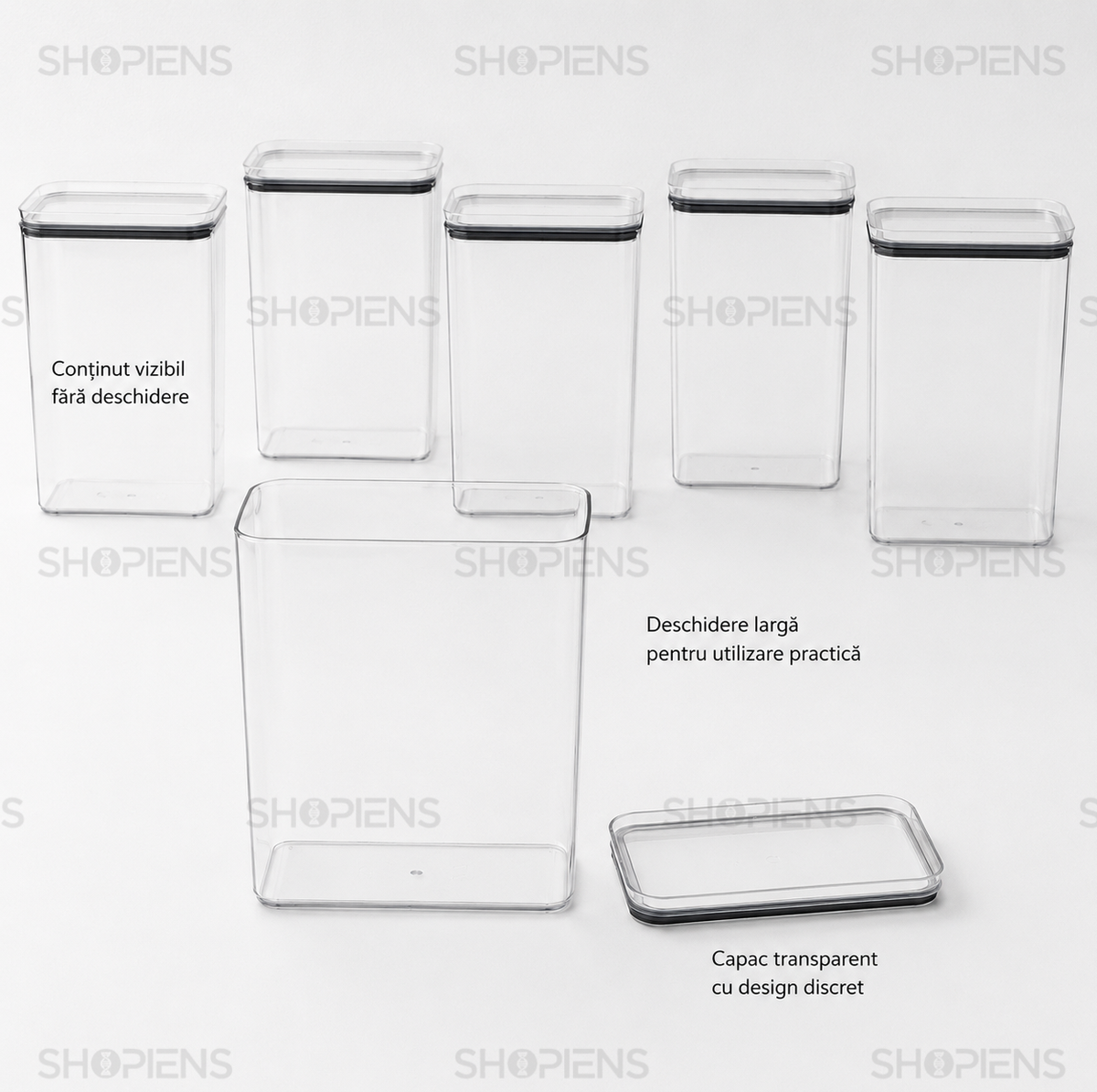 Set 6 recipiente depozitare alimente, pentru camara, 4l, plastic