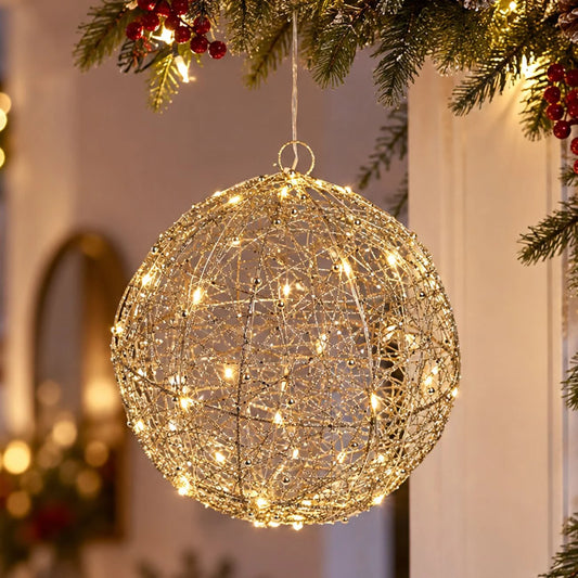 Glob luminos suspendabil șampanie cu 30 LED-uri, 25 cm | Shopiens