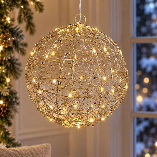 Sferă luminoasă șampanie cu 50 LED-uri și USB, 30 cm | Shopiens