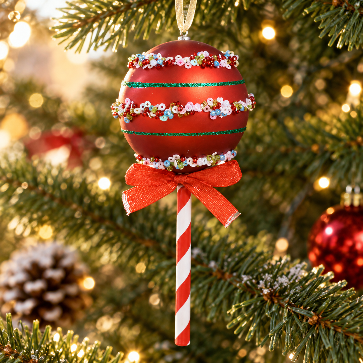 Acadea Cu Margele Si Fundita, Ornament Brad, 14 Cm - lifestyle principala - Shopiens