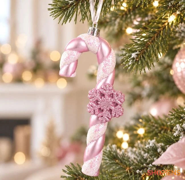 Acadea roz 3D cu fulg și glitter, 16,5 cm, în brad, decor neinclus | Shopiens®