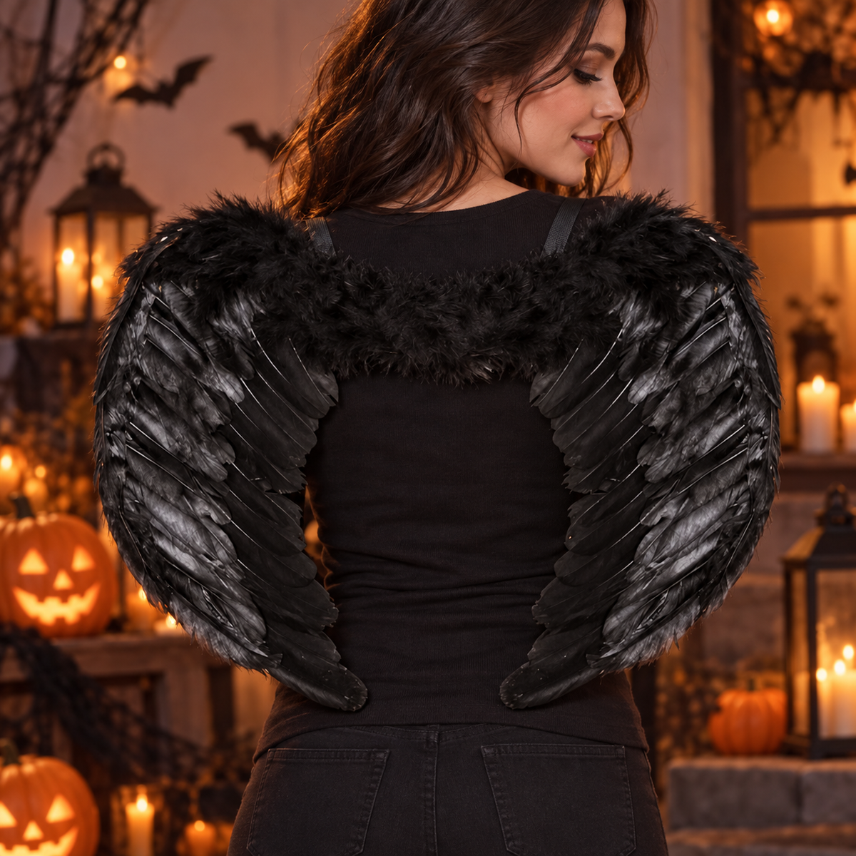 Aripi Negre Pentru Costum Cu Elastic, 65 X 40 Cm - in folosinta 1 - Shopiens