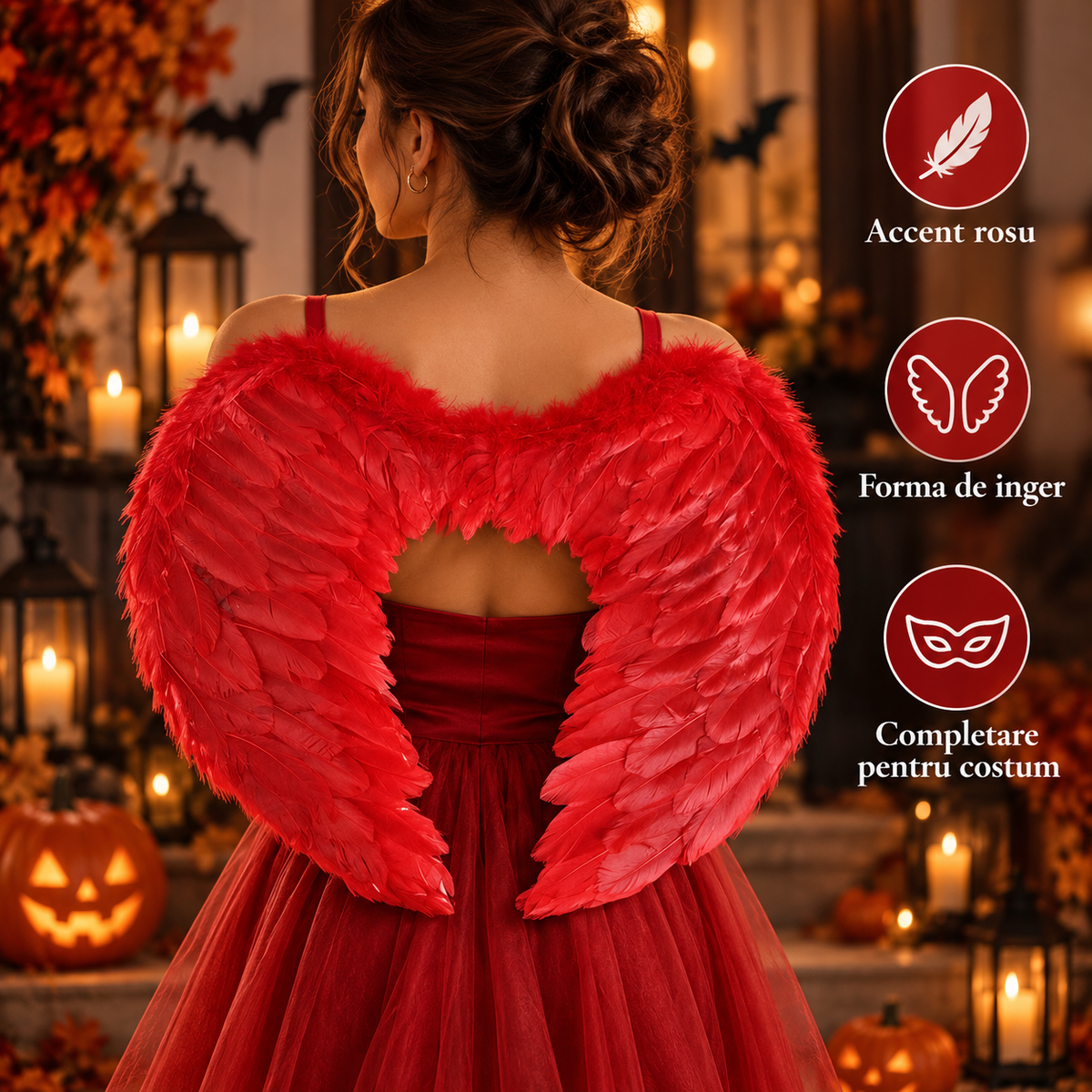 Aripi Rosii De Inger Cu Elastic, 65 X 40 Cm - avantaje - Shopiens
