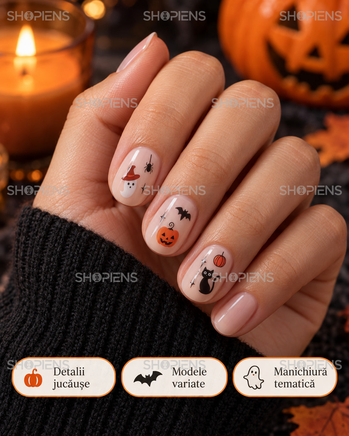 Autocolante Unghii Halloween, 50 Bucăți