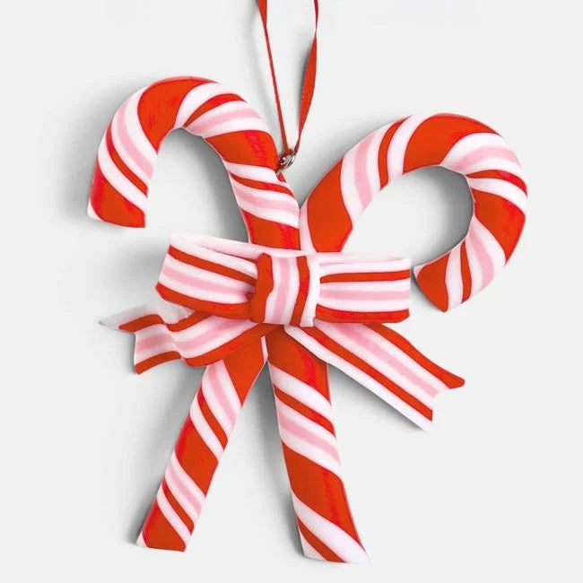Bastonașe candy duble cu fundă în dungi, 10 cm, vedere produs | Shopiens®