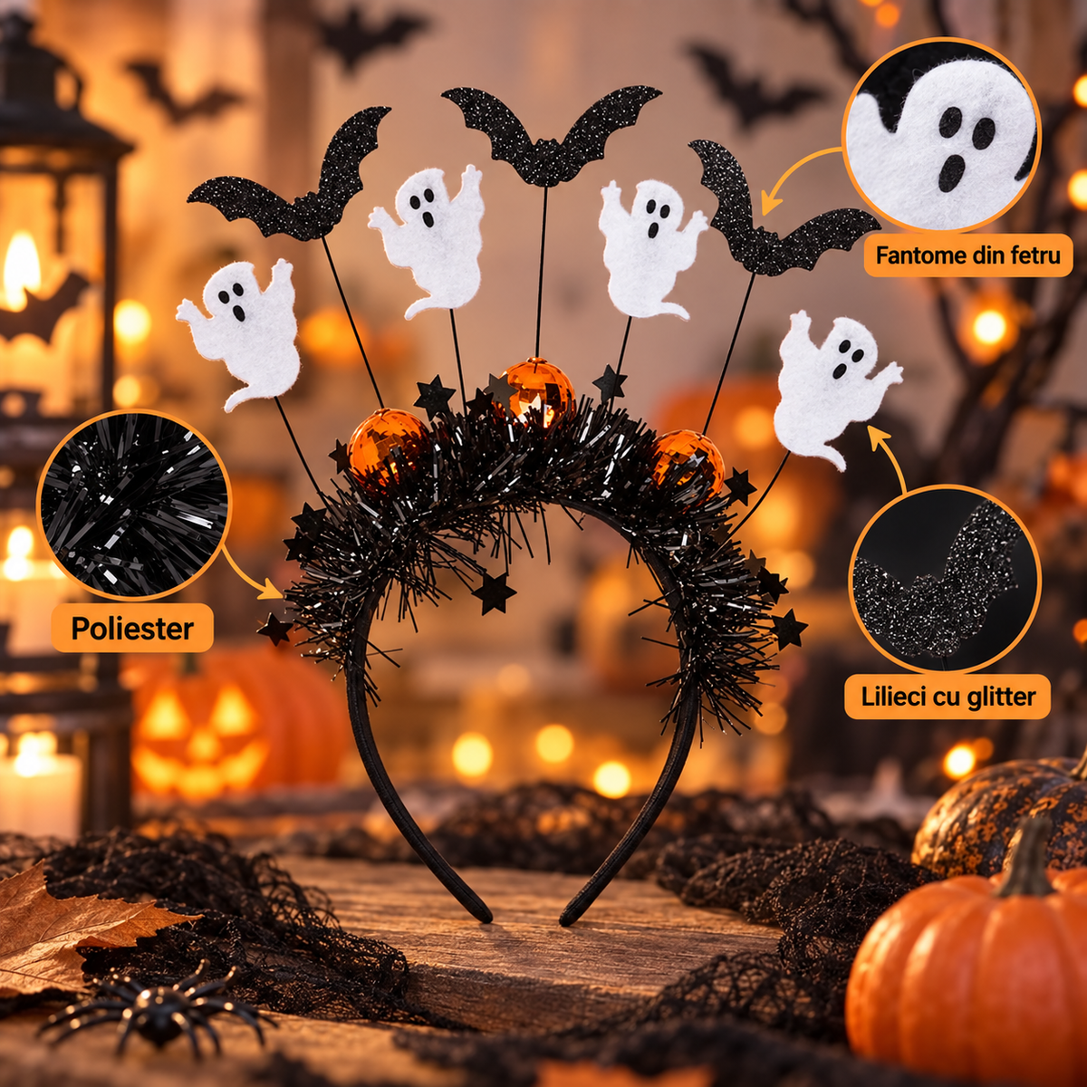 Bentita Cu Fantome, Lilieci Si Beteala Halloween - specificatii - Shopiens
