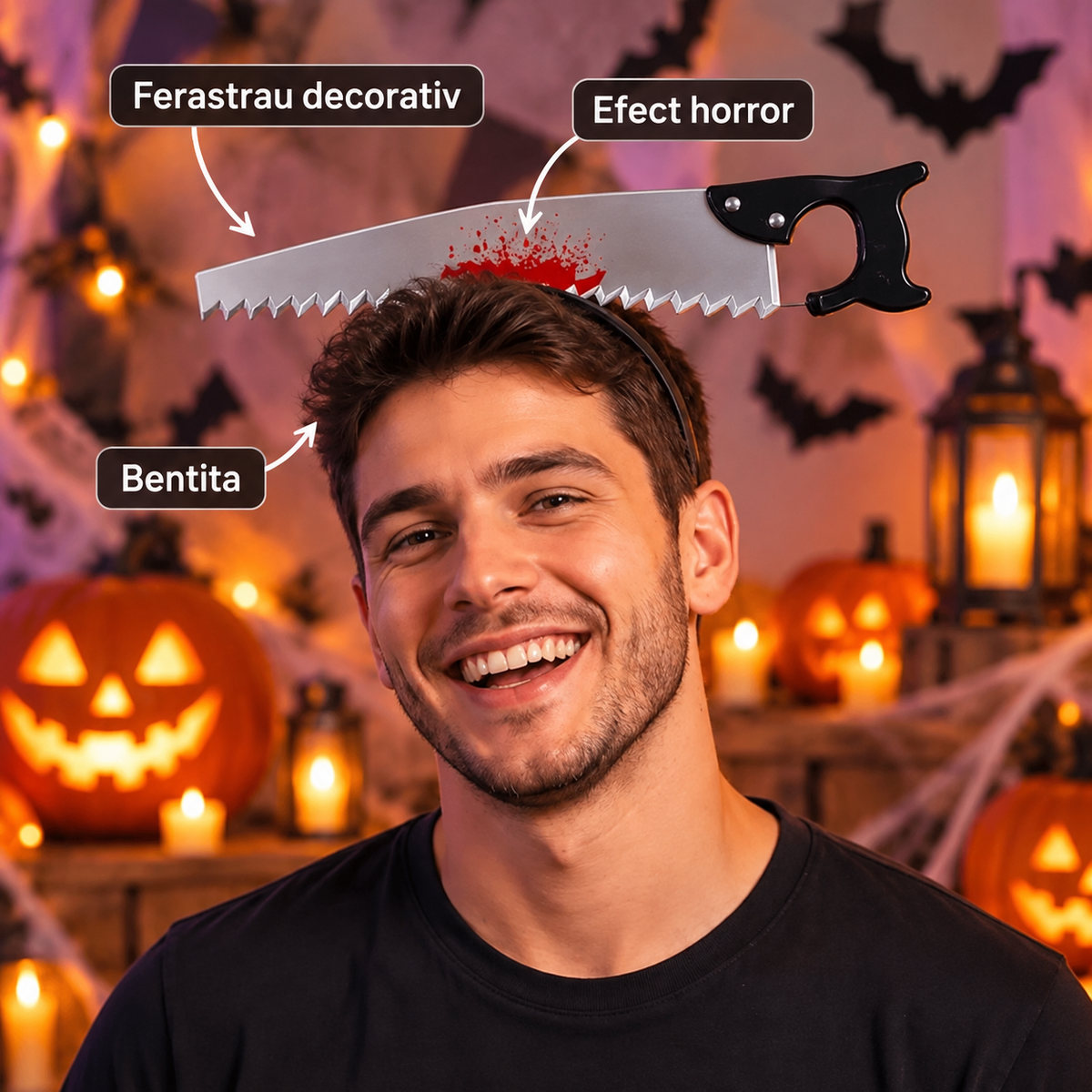 Bentita Horror Cu Ferastrau Decorativ De Halloween - specificatii - Shopiens