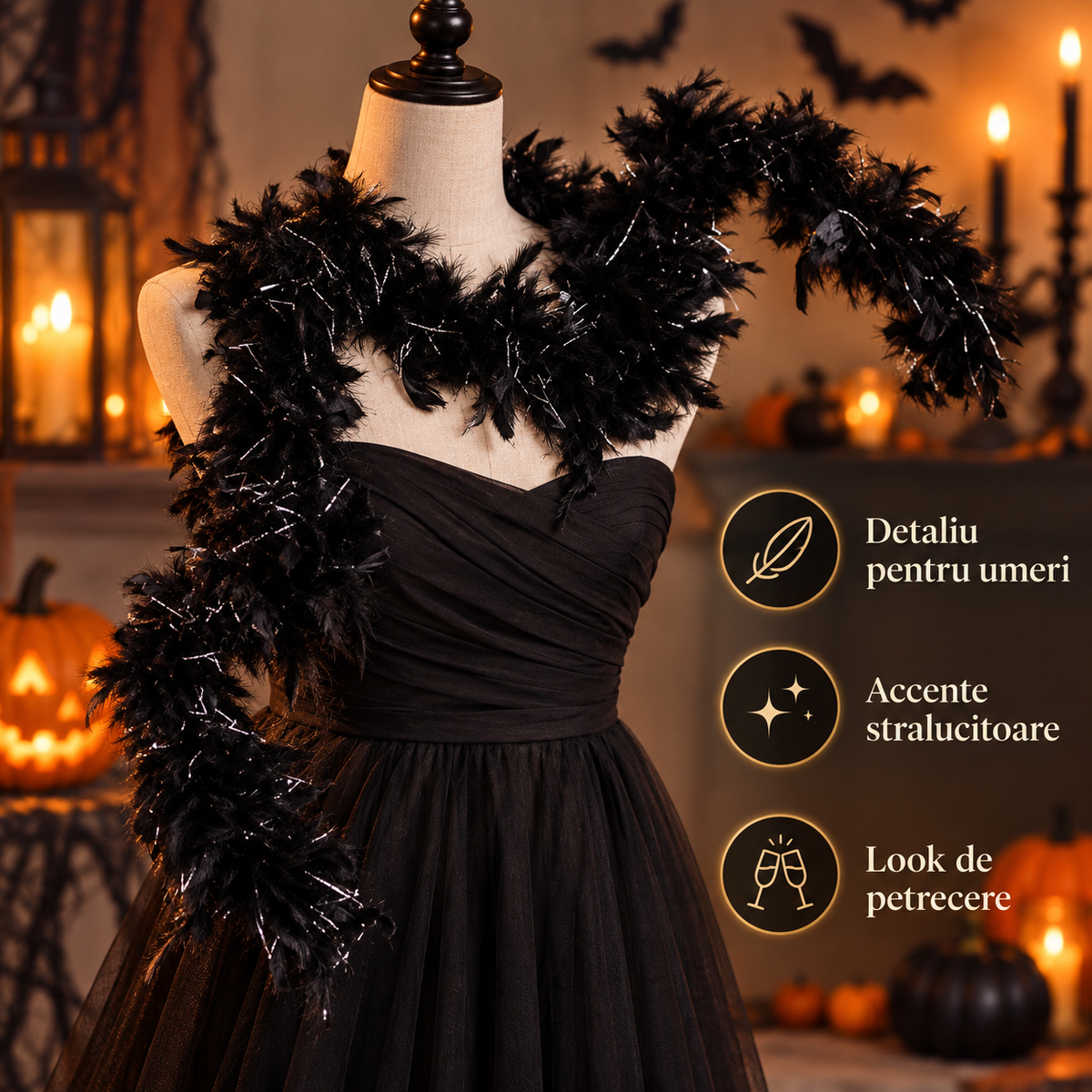 Boa Negru Cu Beteala Argintie Pentru Costum, 170 Cm - avantaje - Shopiens