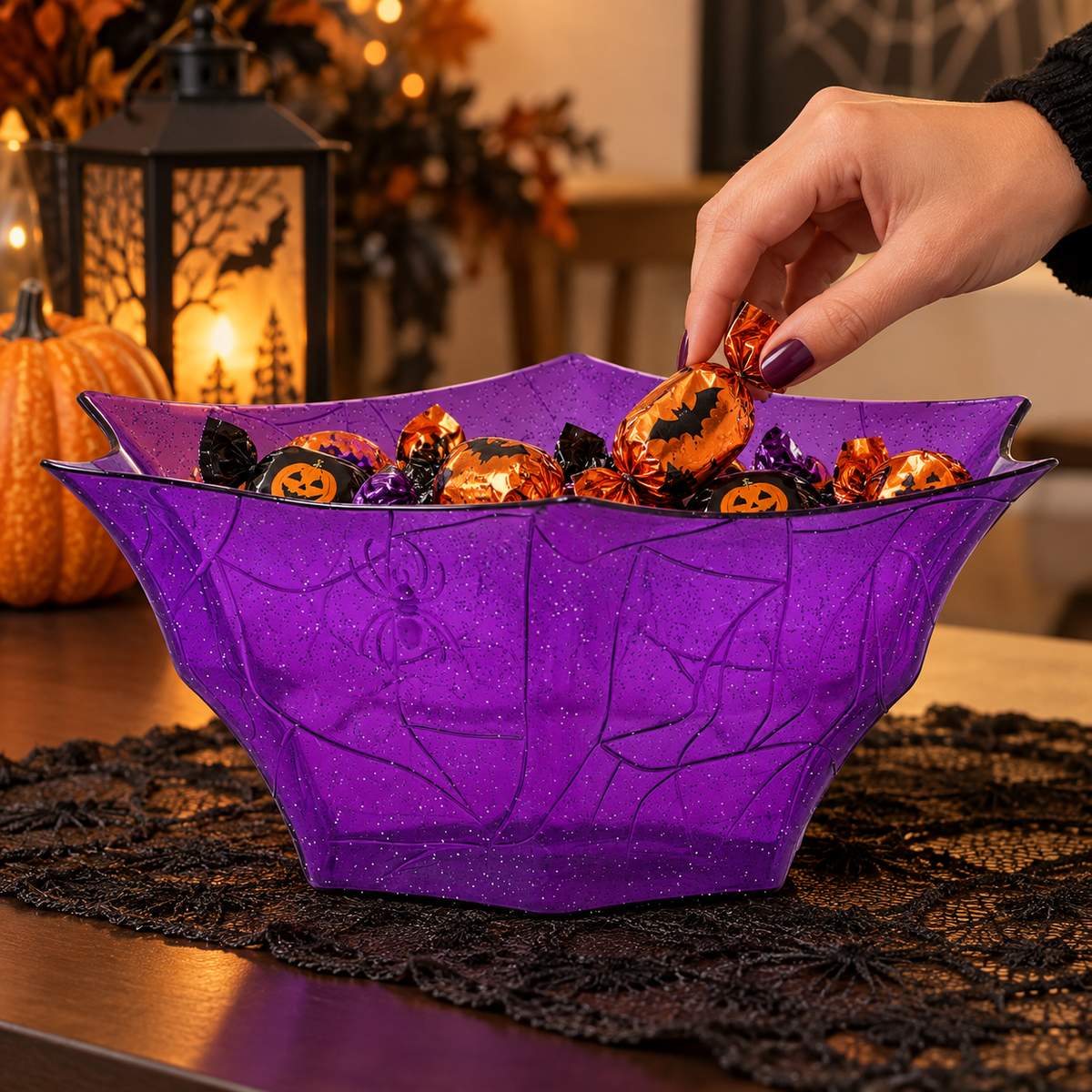 Bol Mov Cu Panza De Paianjen Pentru Halloween, 29 Cm - in folosinta 1 - Shopiens