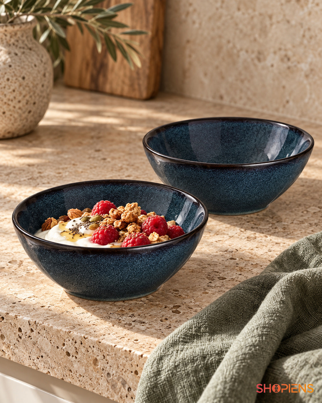 Set de 2 boluri albastru-negru, 500 ml