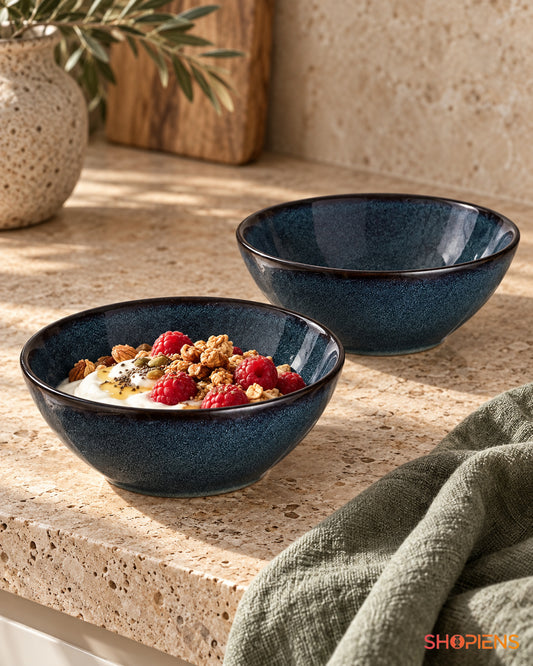 Set de 2 boluri albastru-negru, 500 ml