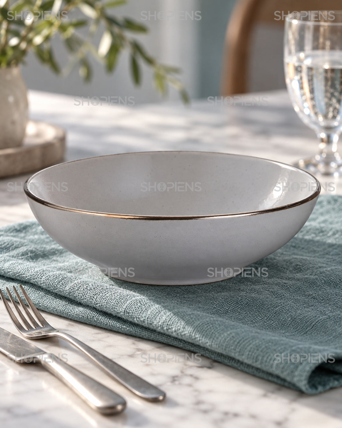 Set de 6 boluri gri pentru servire, 21 cm