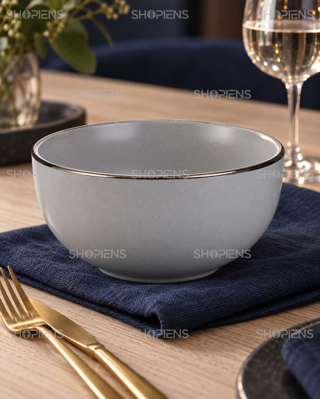 Set de 6 boluri gri pentru masa zilnică, 700 ml