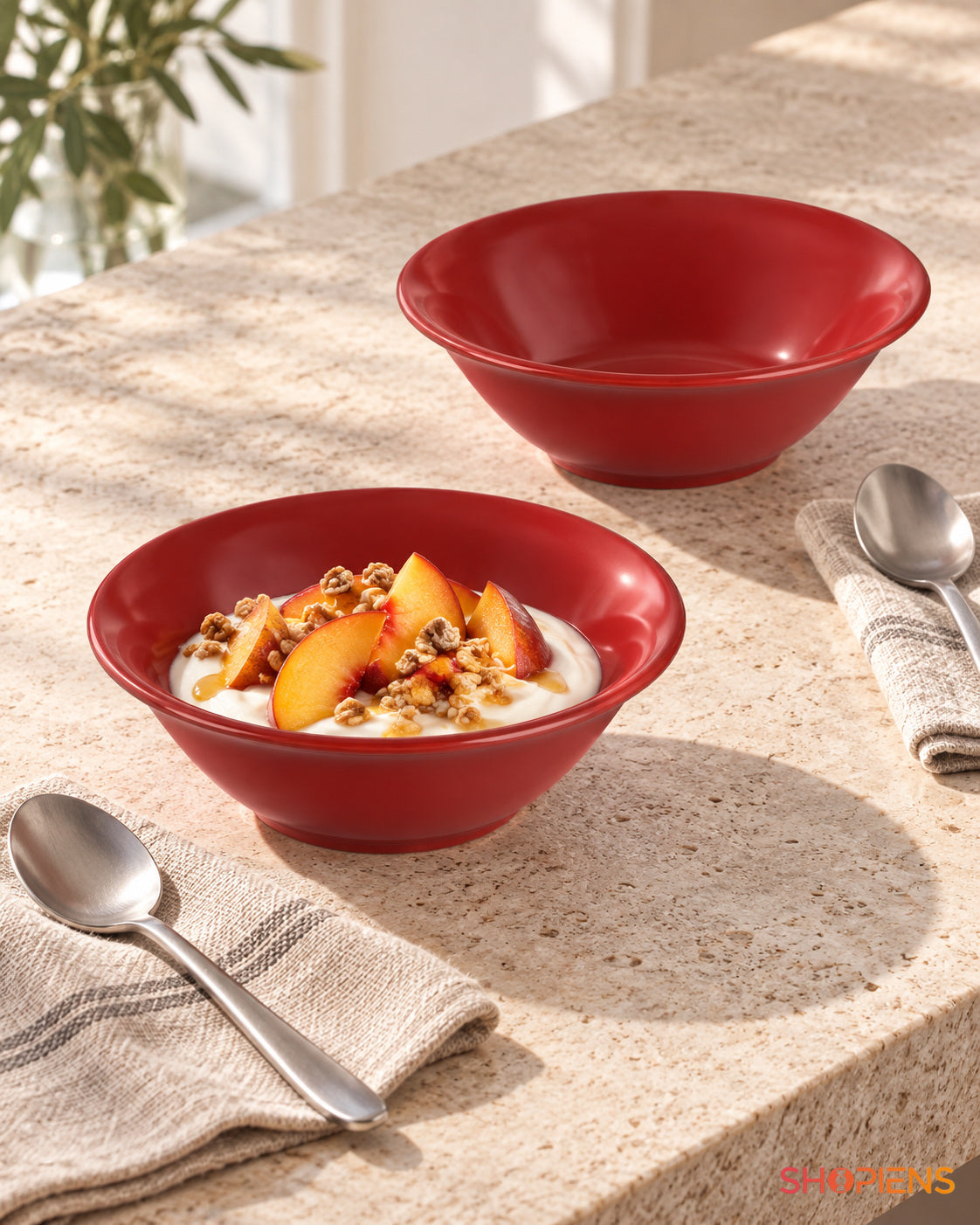 Set de 2 boluri roșii pentru gustări, 445 ml