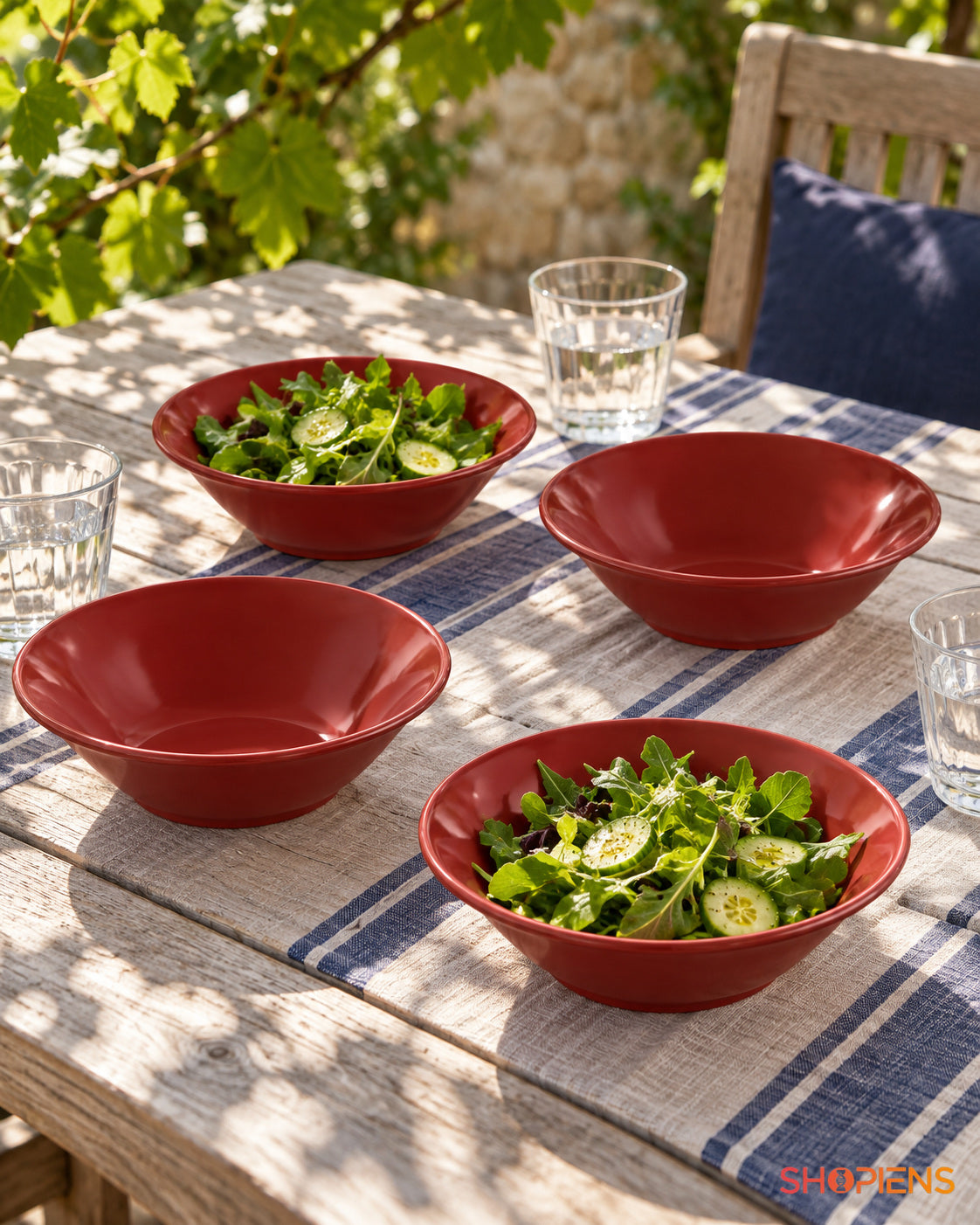 4 boluri ceramice roșii pentru mic dejun, 445 ml