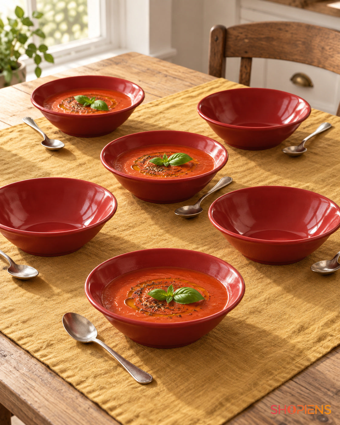 Set de 6 boluri roșii pentru servire, 445 ml