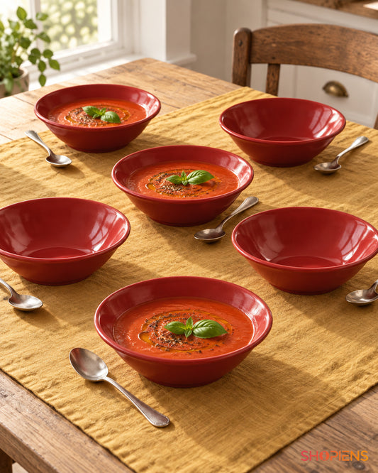 Set de 6 boluri roșii pentru servire, 445 ml