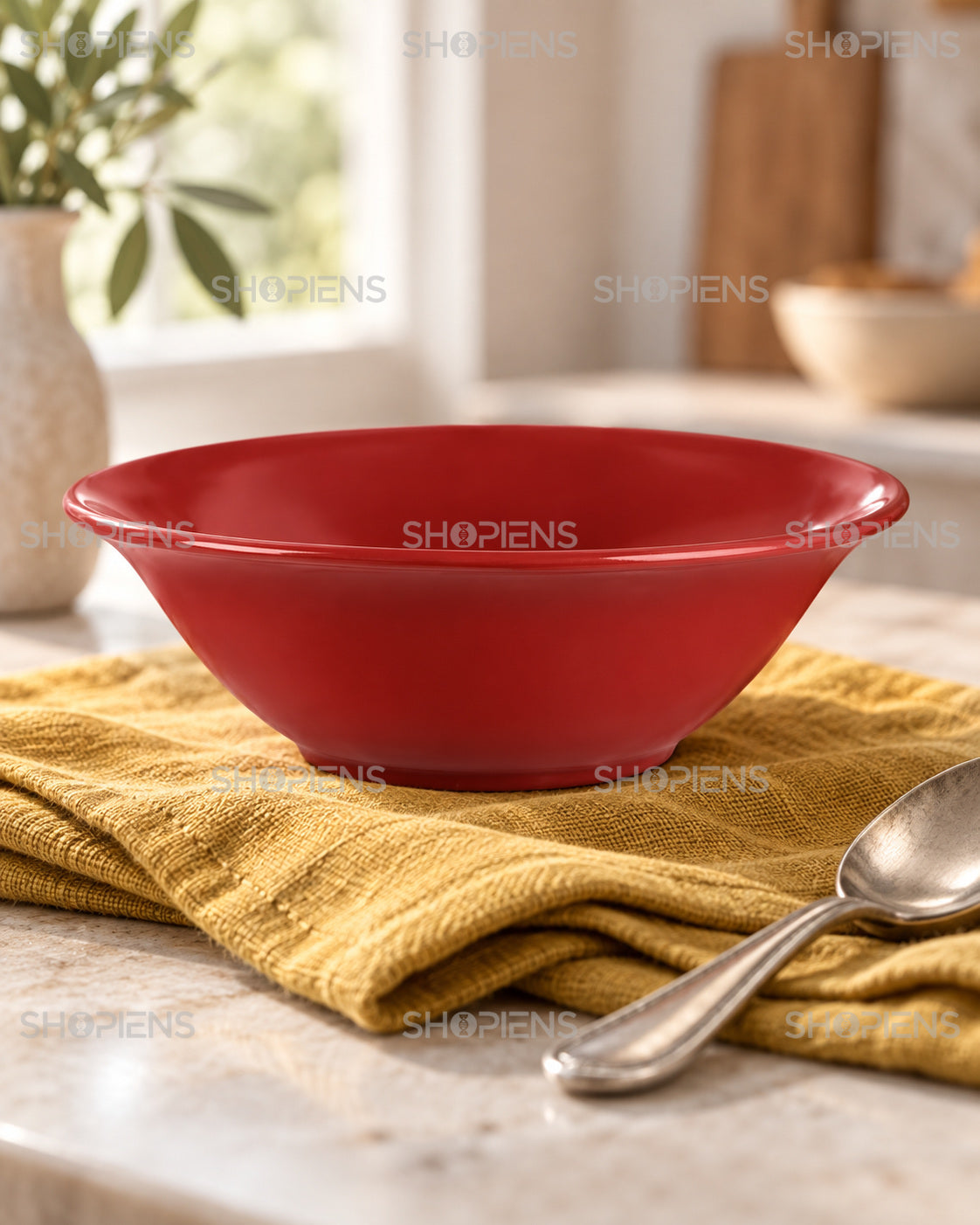 Set de 6 boluri roșii pentru servire, 445 ml