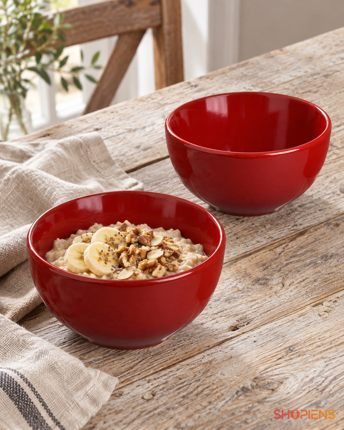 Set de 2 boluri roșii adânci, 650 ml