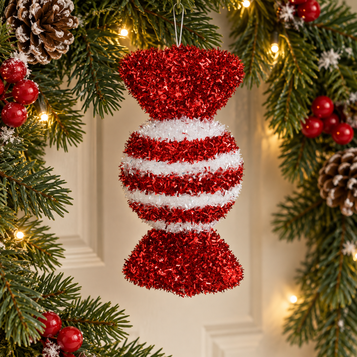Bomboana Cu Beteala, Ornament Rosu Alb, 15 Cm - in folosinta 1 - Shopiens