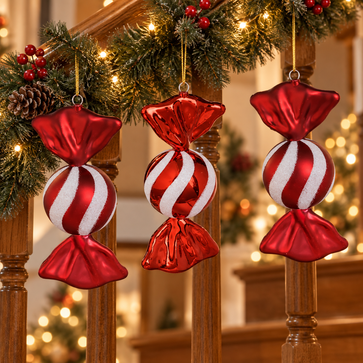 Bomboane Mari Cu Glitter, Set 3 Ornamente, 18,5 Cm - in folosinta 2 - Shopiens