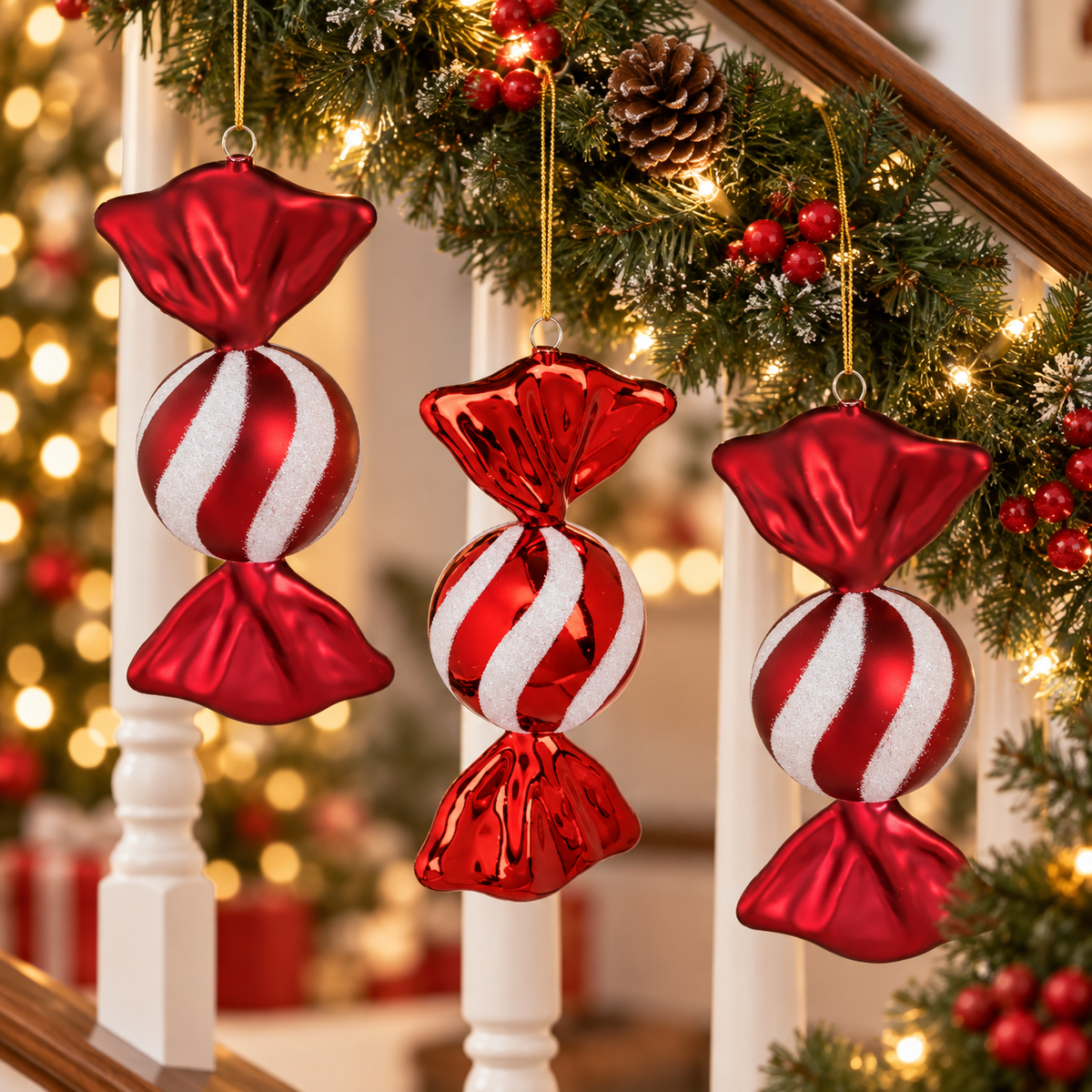 Bomboane Mari Cu Glitter, Set 3 Ornamente, 18,5 Cm - lifestyle principala - Shopiens