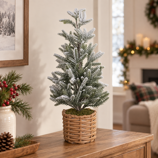 Brad Artificial Nins In Ghiveci Impletit, 45 Cm - lifestyle principala - Shopiens