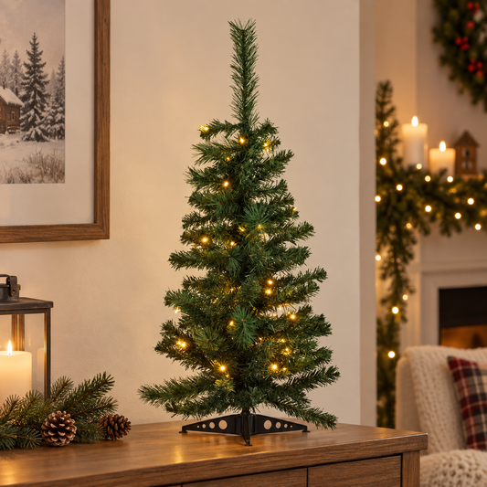 Brad Artificial Verde Cu 50 LED Alb Cald, 90 Cm - lifestyle principala - Shopiens
