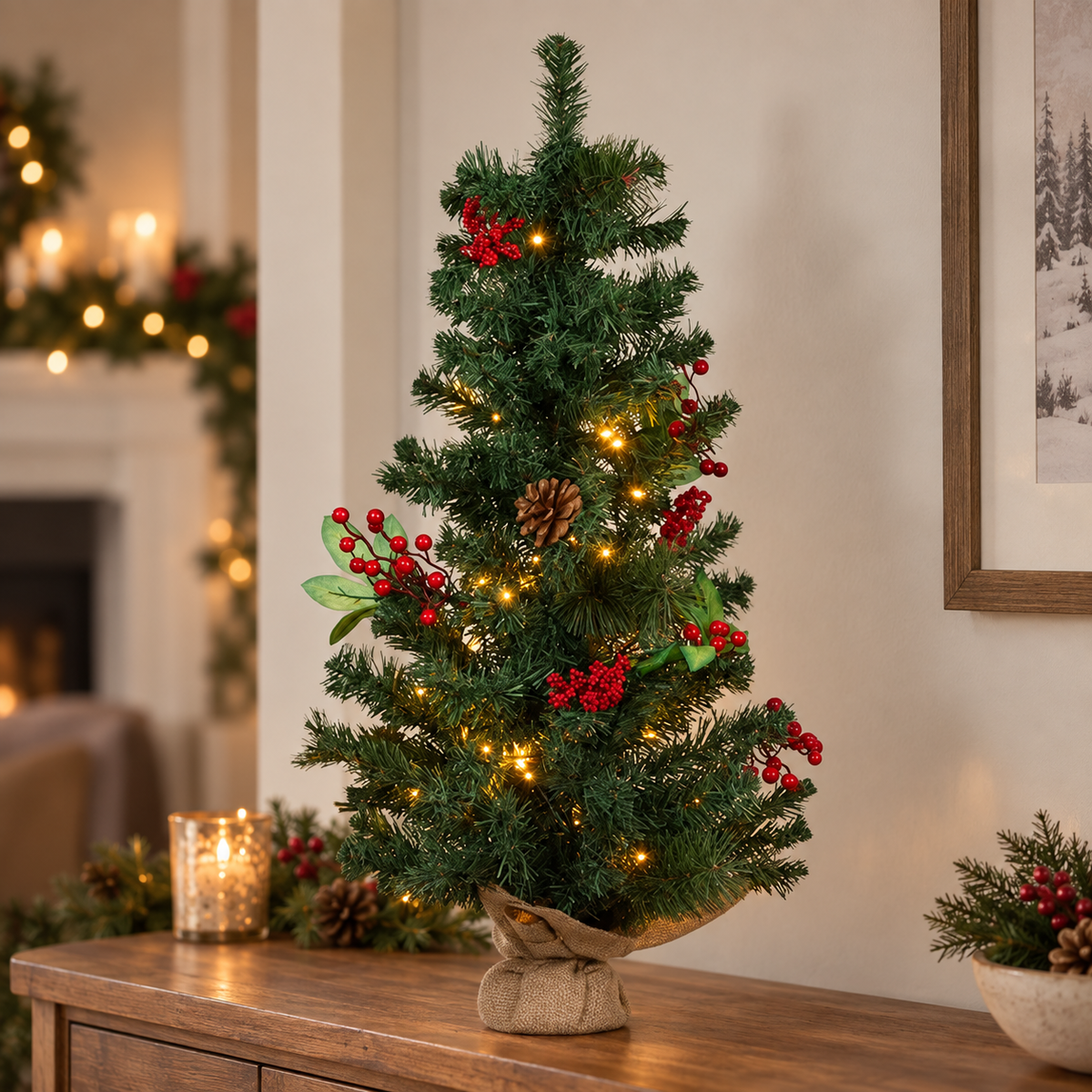 Brad Decorativ Cu Pomusoare Si 40 LED, 90 Cm - lifestyle principala - Shopiens