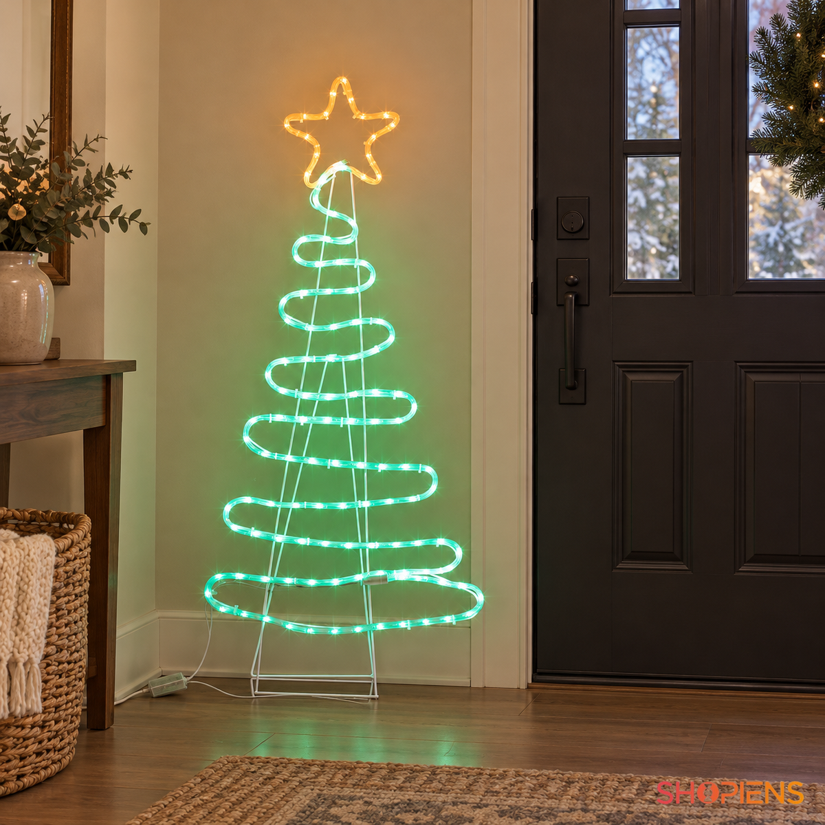 Brad LED multicolor de 112 cm în hol, lângă ușa de intrare | Shopiens®