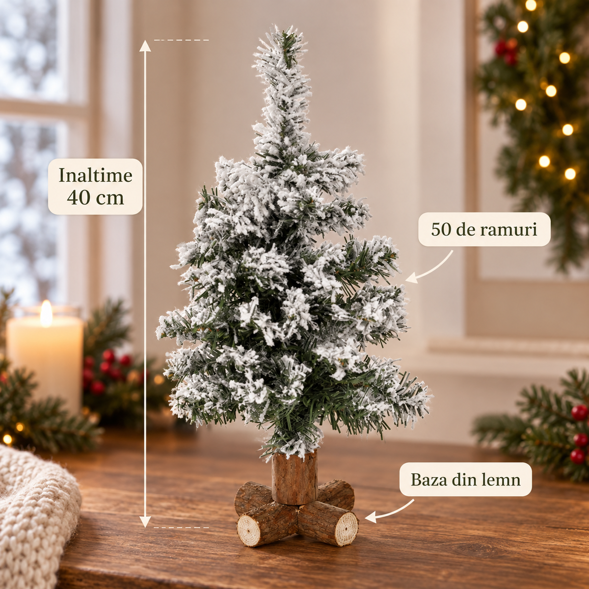 Bradut Nins Cu Suport Din Busteni, 40 Cm - specificatii - Shopiens
