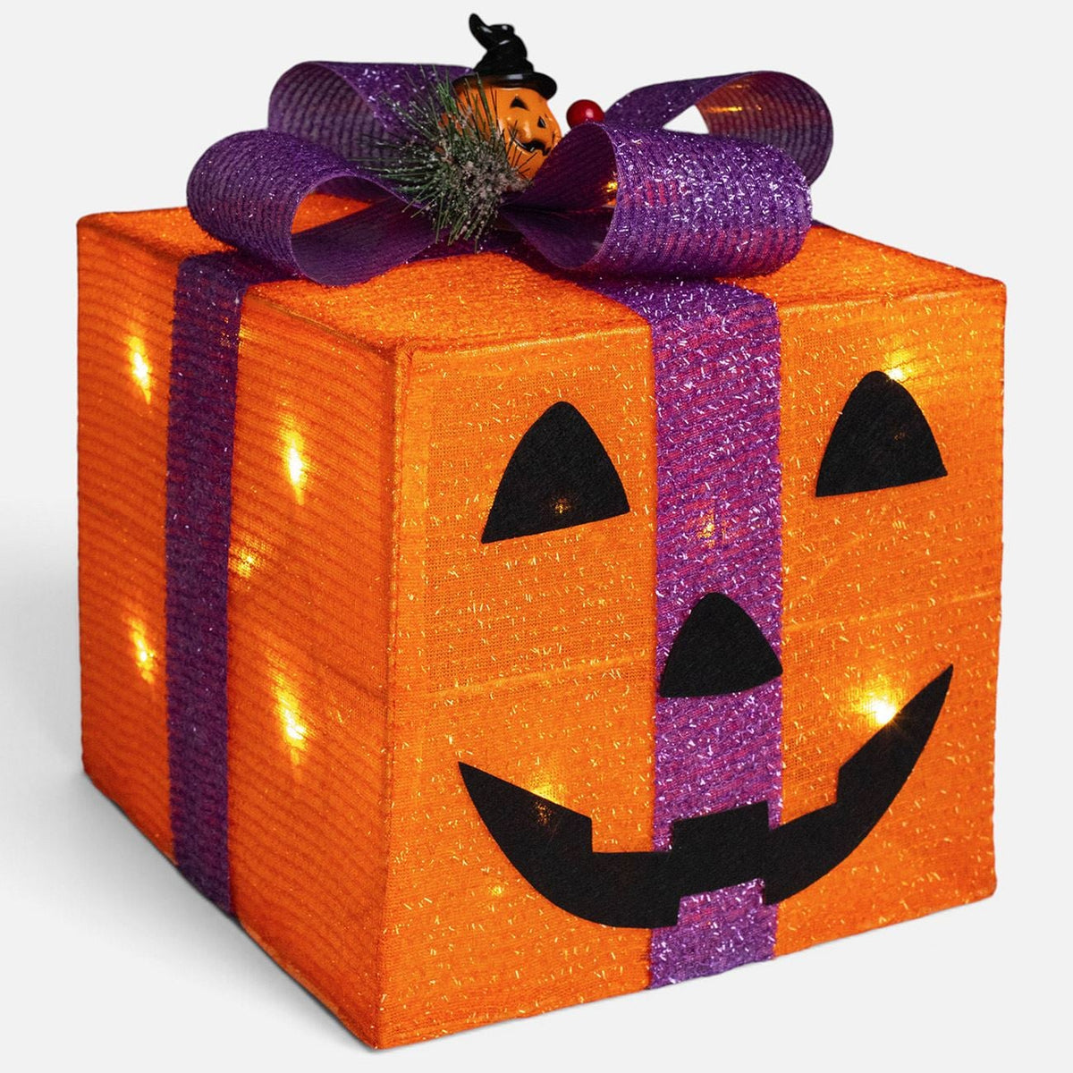 Cadou Decorativ Cu Beteala Portocalie Si 15 LED-uri, Halloween - Shopiens