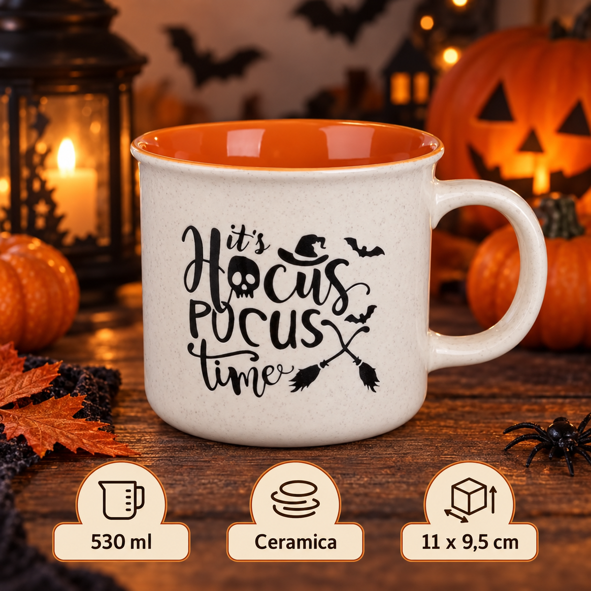 Cana Ceramica Hocus Pocus Ecru-Portocaliu, 530 Ml - specificatii - Shopiens
