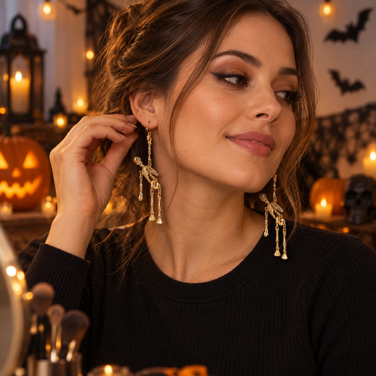 Cercei Schelet Aurii Pentru Halloween, 9 Cm - in folosinta 2 - Shopiens