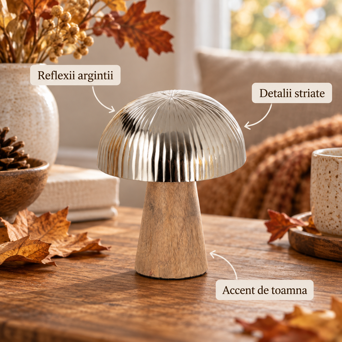 Ciuperca Decorativa Cu Palarioara Argintie, 10,5 Cm - avantaje - Shopiens