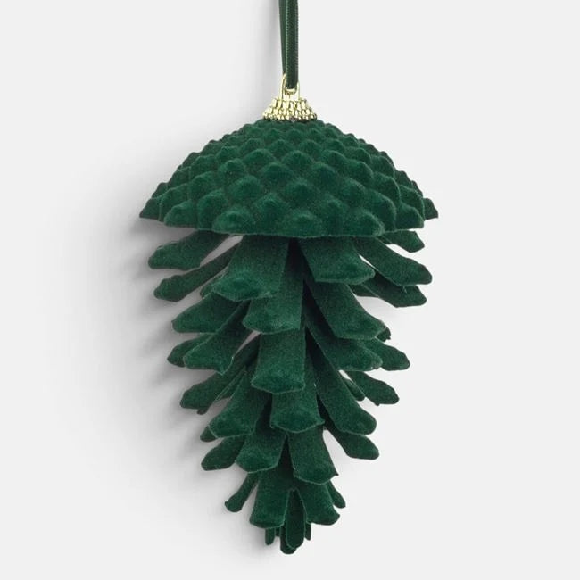 Con de pin verde catifelat pentru brad, 15 cm, vedere produs | Shopiens®